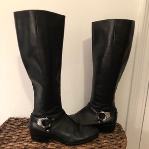 2 for $40 Via Spiga black leather knee high zip boots